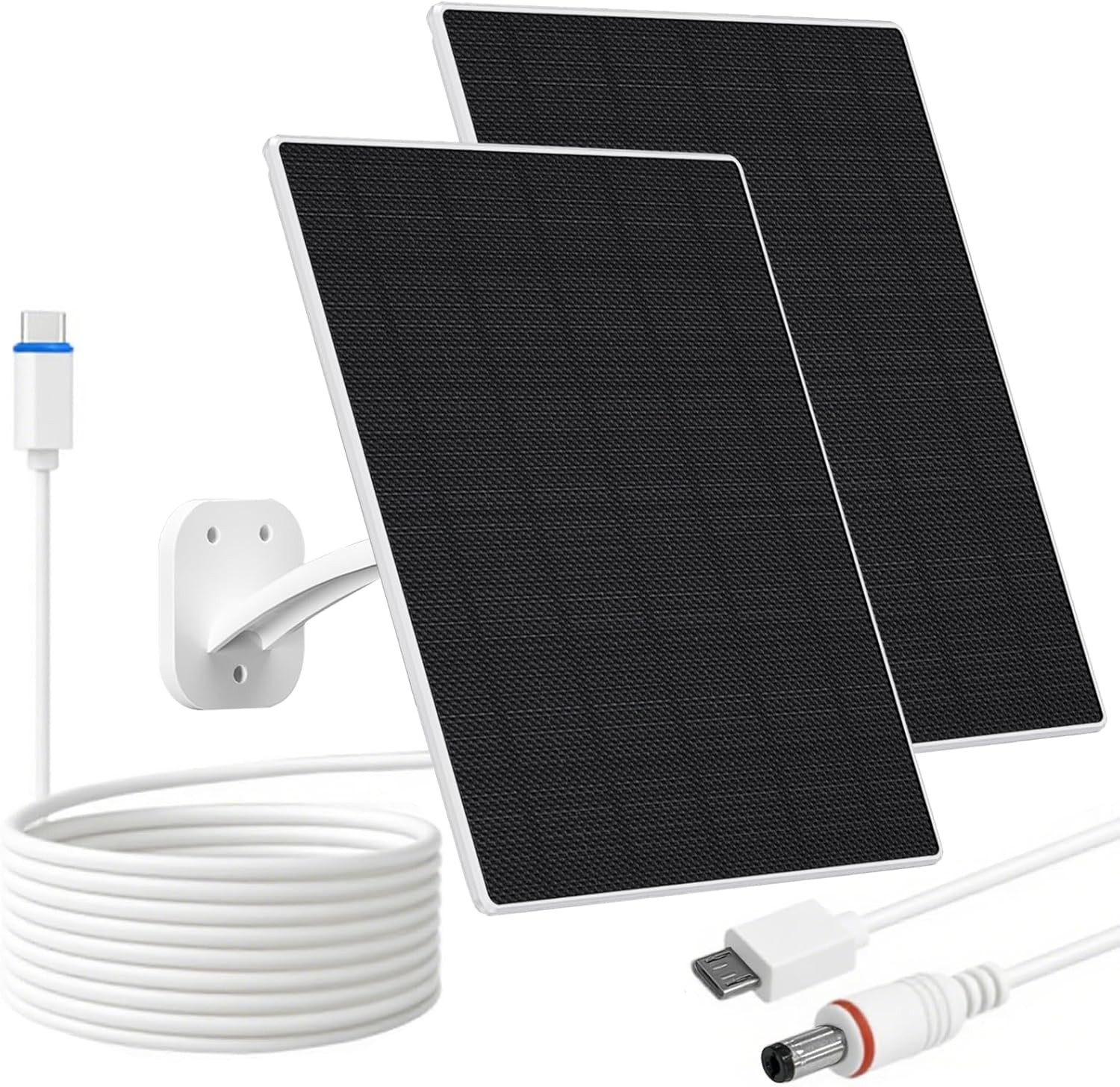 Solar Panel for Security Camera, 10W Solar Charger with DC 5.5X2.1Mm, USB-C & Mi