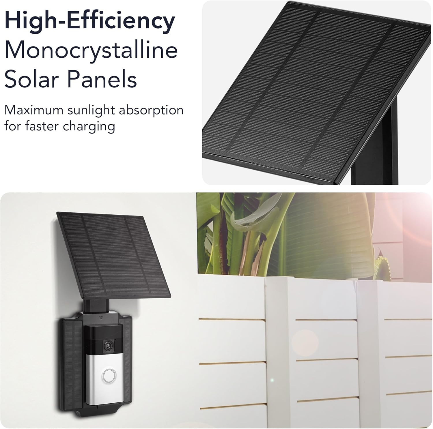 Universal Solar Charger for Ring Doorbell & Wyze Video Doorbell Pro – 2.5W
