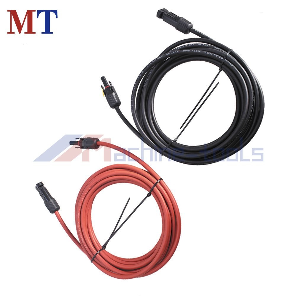 25 FT Black + Red 12AWG Solar Panel Extension Cable Wire Connector 1 Pair