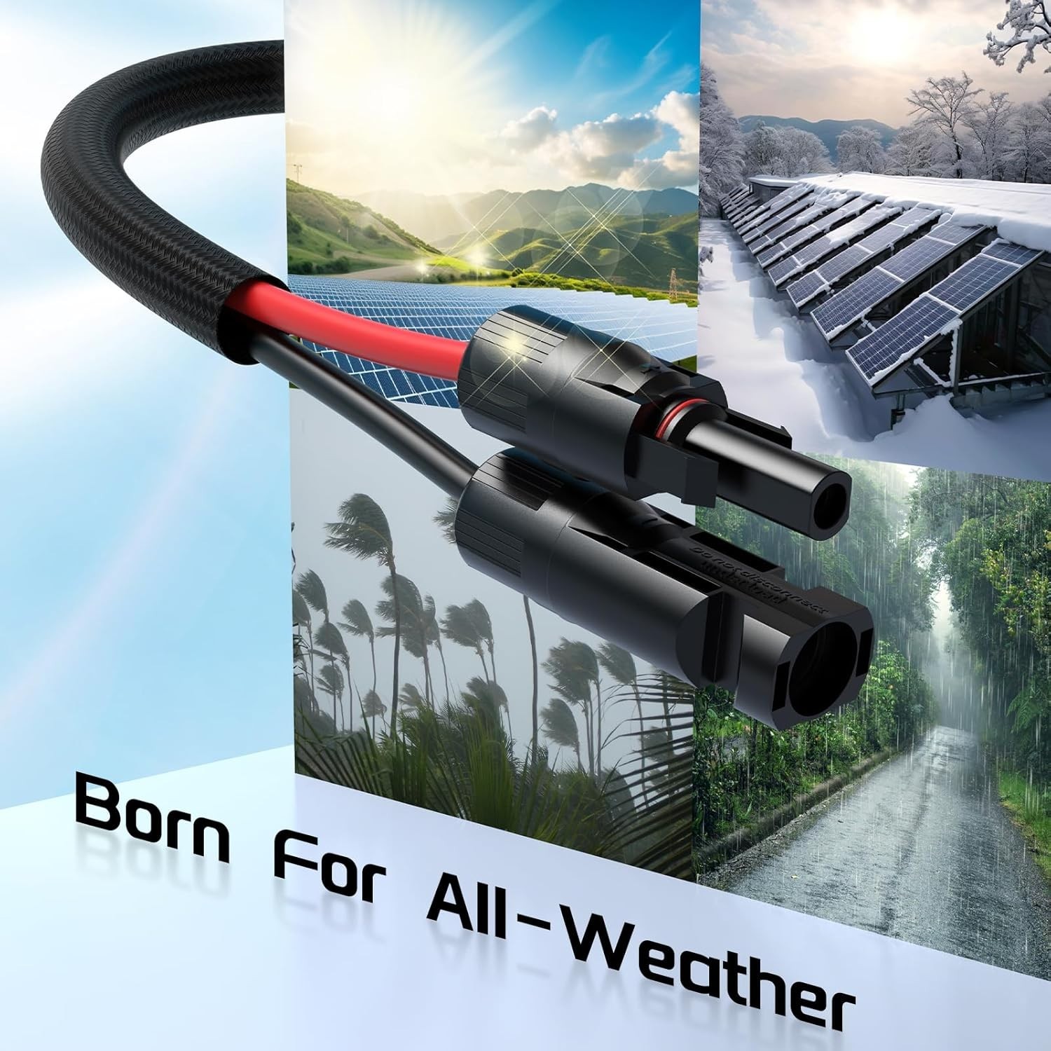 10AWG 30FT Solar Panel Extension Cable, Flame Retardant Protective Sleeving, …