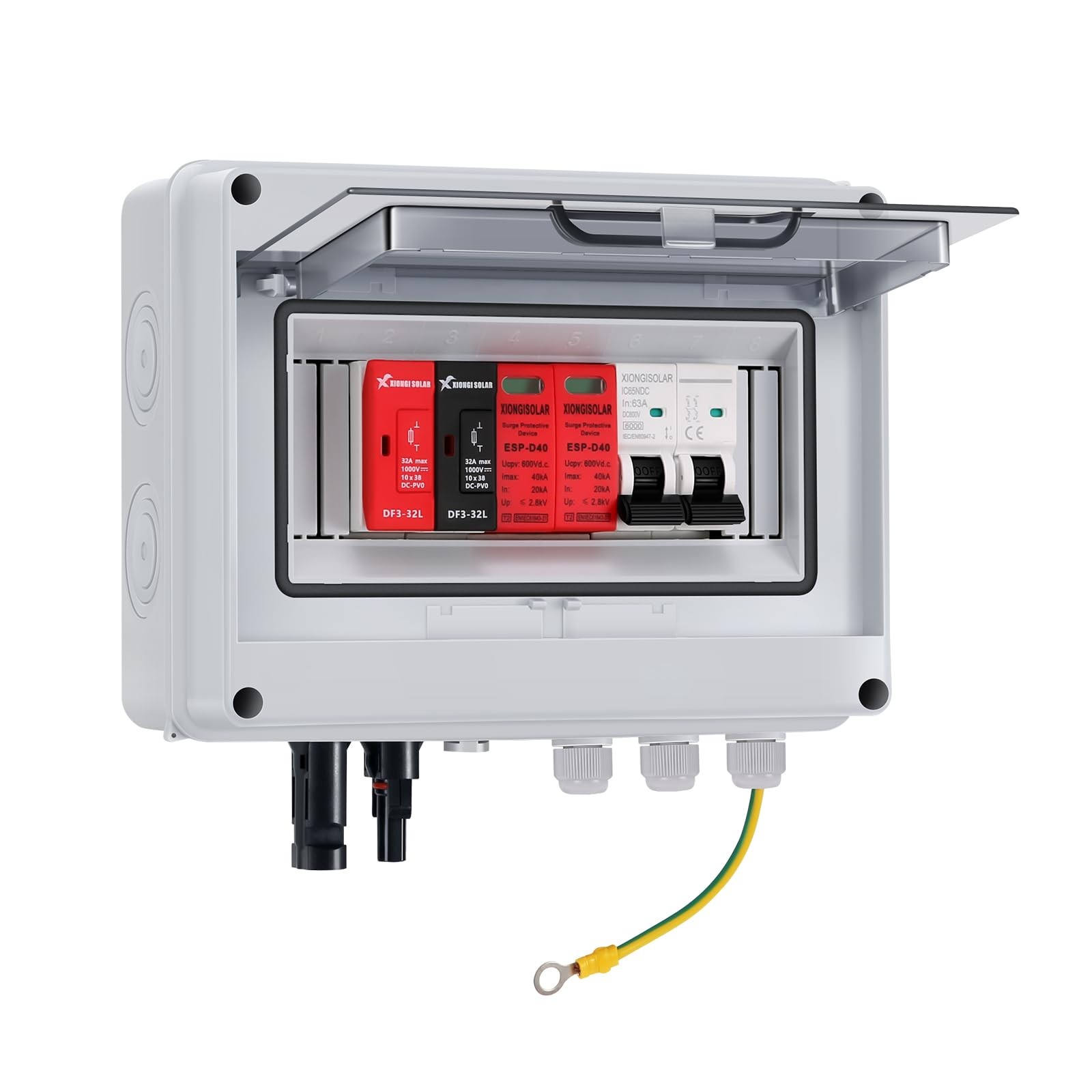 600V Solar DC PV Combiner Box for Solar Panel,1 String with Lightning Arreste…