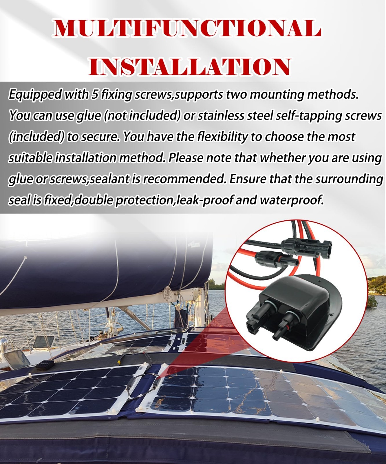 Solar Cable Entry Gland with 10AWG Extension Cable & MC4 Connectors for RV, Boat
