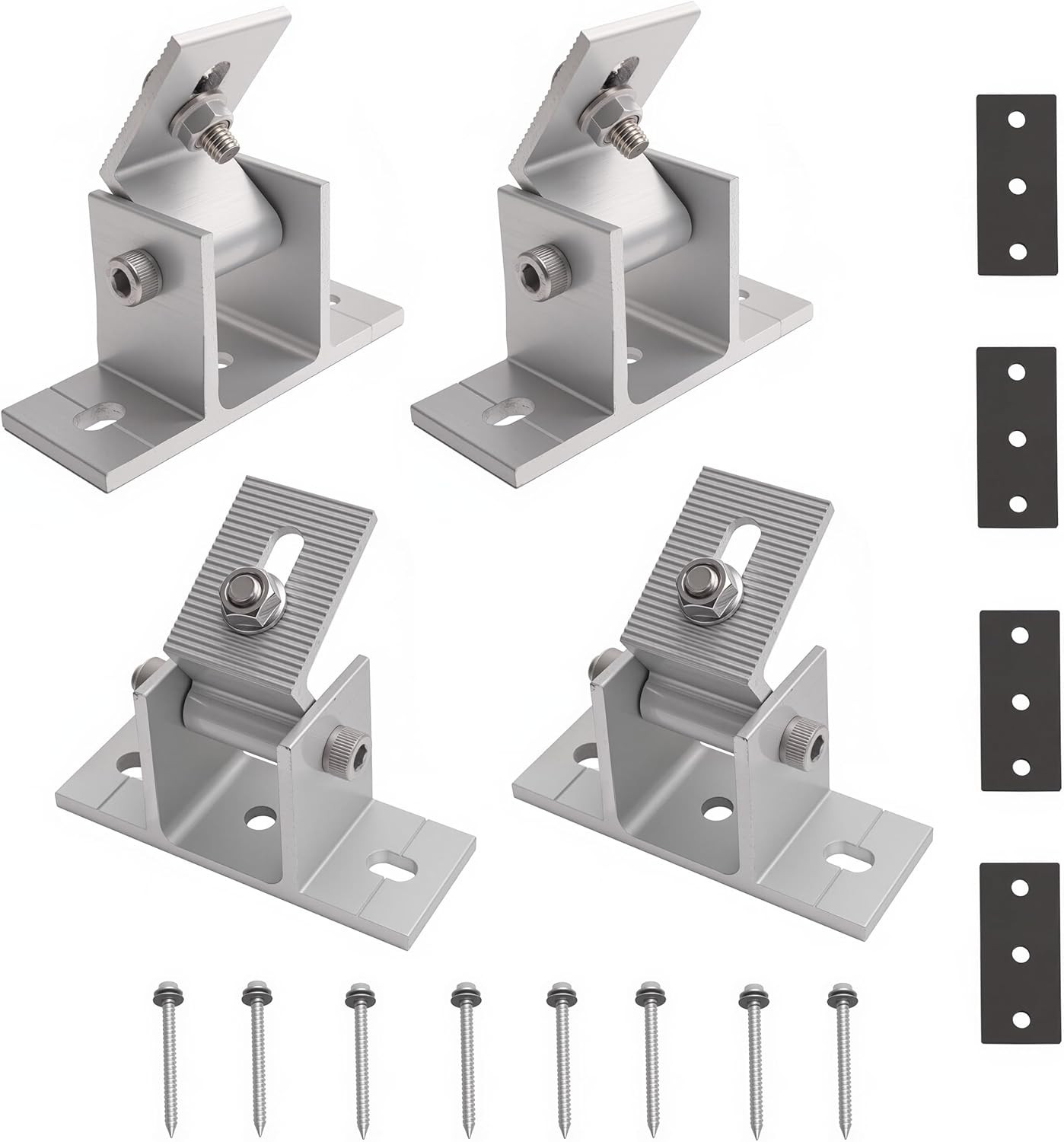 4 Pack Adjustable Solar Panel Tilt Mount Bracket Base, Tilt Angle 10°-60° Flat R