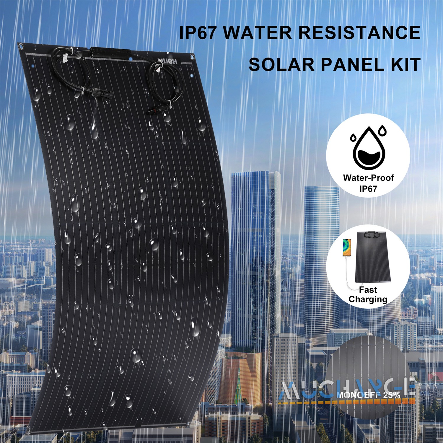 200/400W Flexible Solar Panel Mono Portable Power Camping Home RV Battery Charge