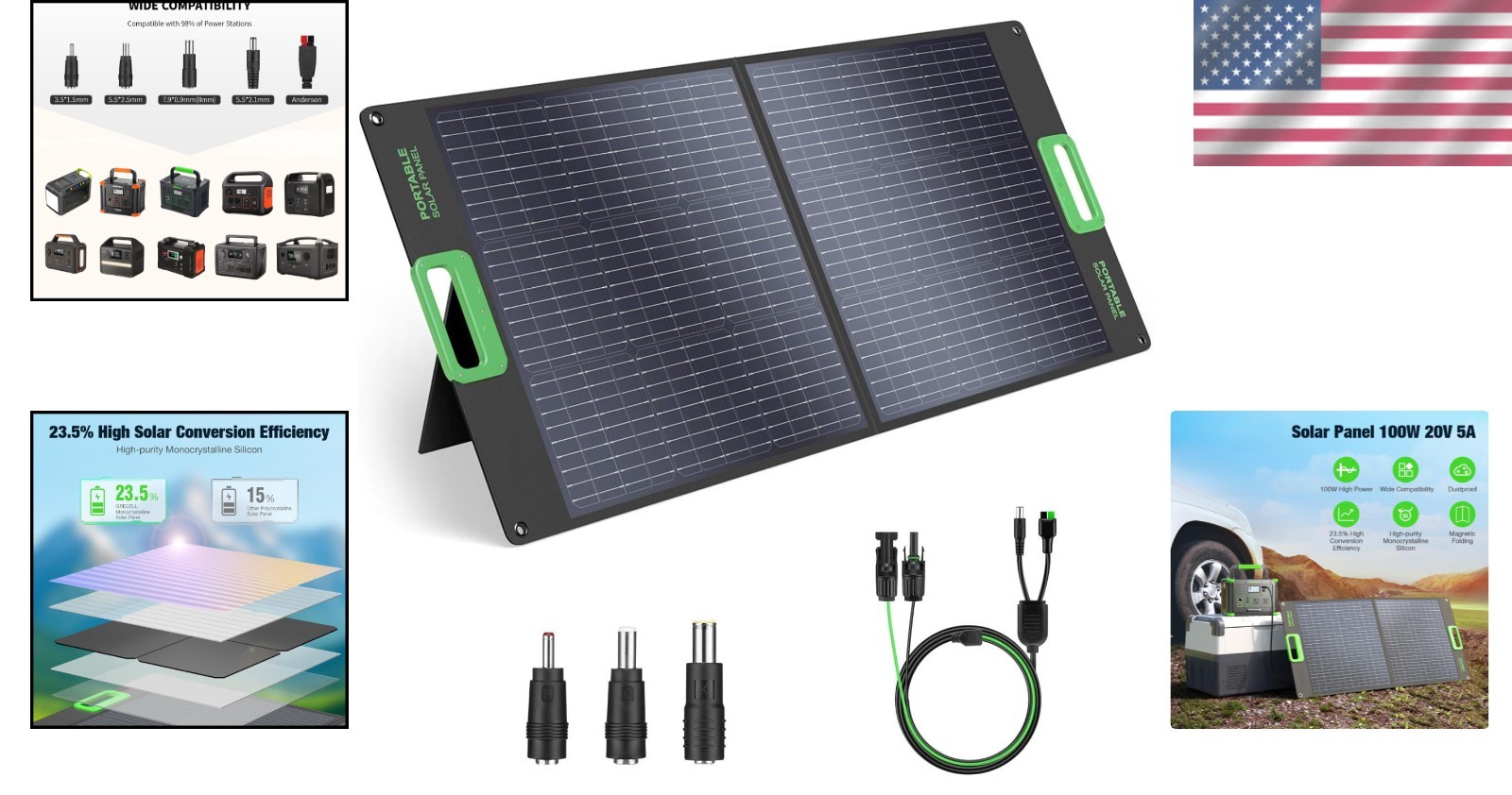100W Portable Solar Panel for Generator – Foldable Charger