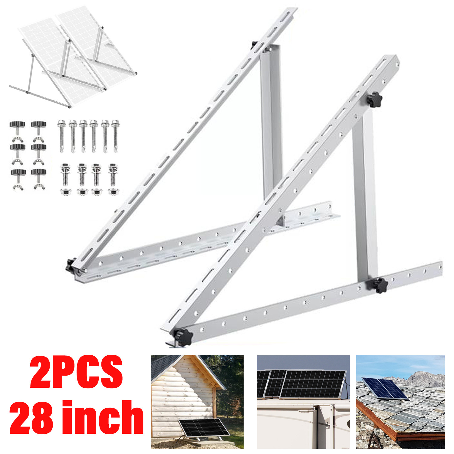 28 Inch Solar Panel RV Tilt Mount Brackets Rooftop Flat Surface Adjustable Frame