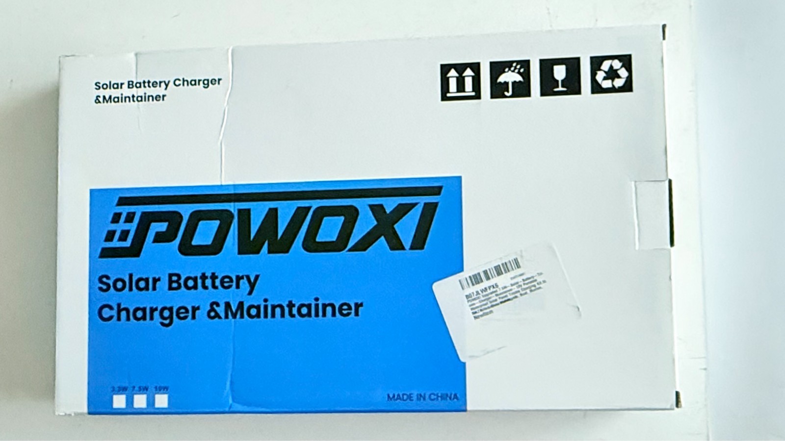 POWOXI 7.5w 12v Solar Battery Trickle Charger Maintainer for Car, Automotive