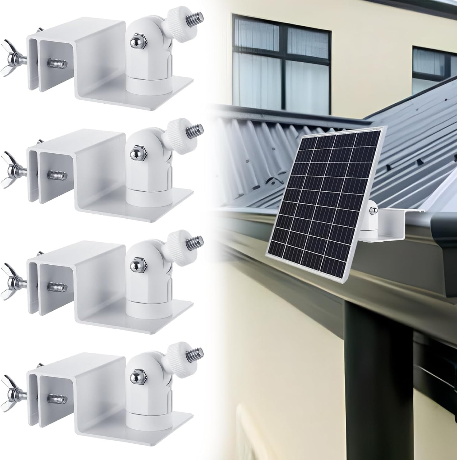 4 PCS Universal Solar Panel Gutter Mount Compatible with Ring Blink Arlo and Mor