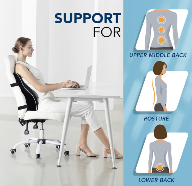 Memory Foam Lumbar Support Cushion for Home Office Car Seat Back Chair Pillow US