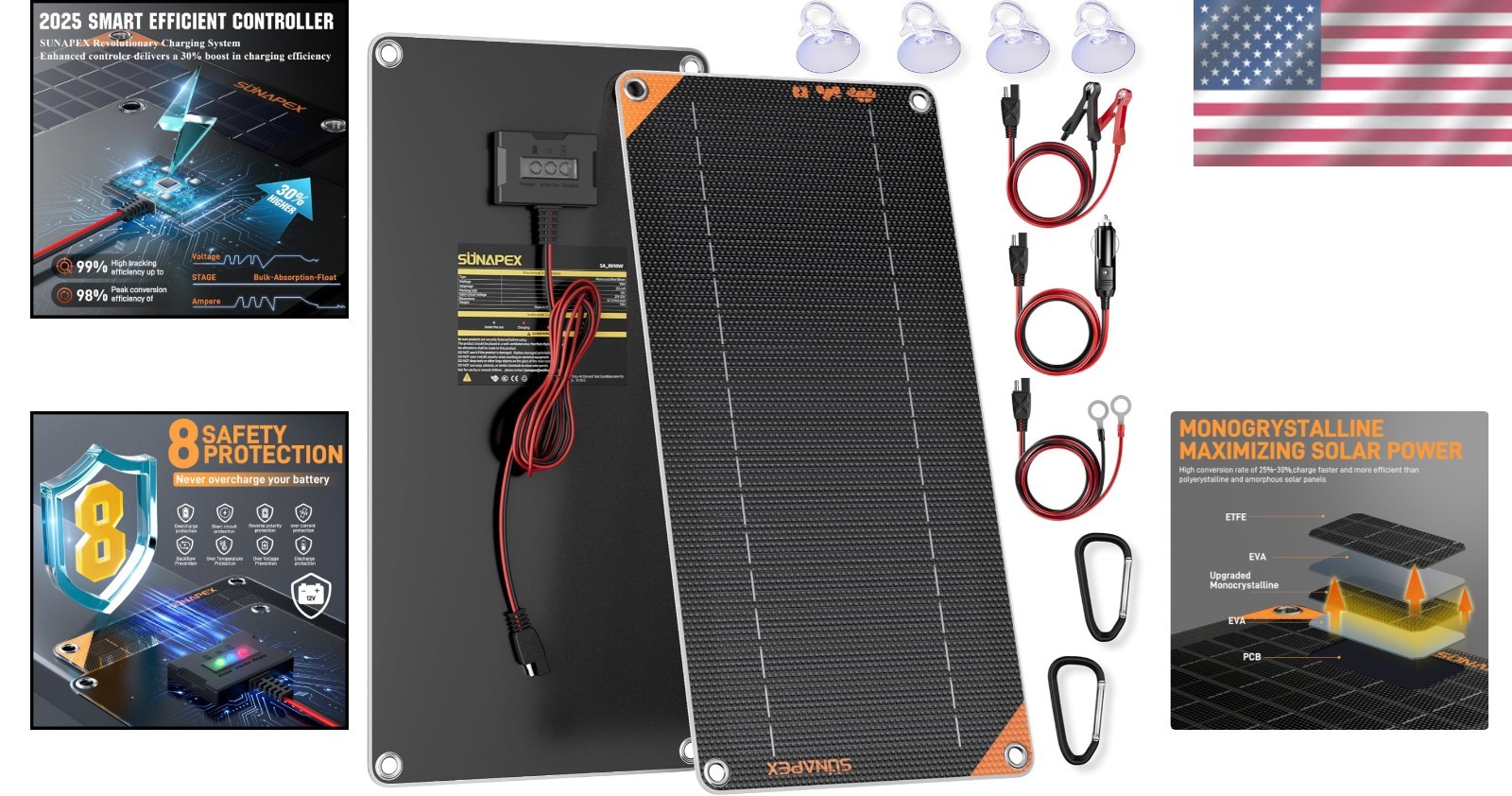 Smart 10W Solar Battery Maintainer | Prevents Overcharging
