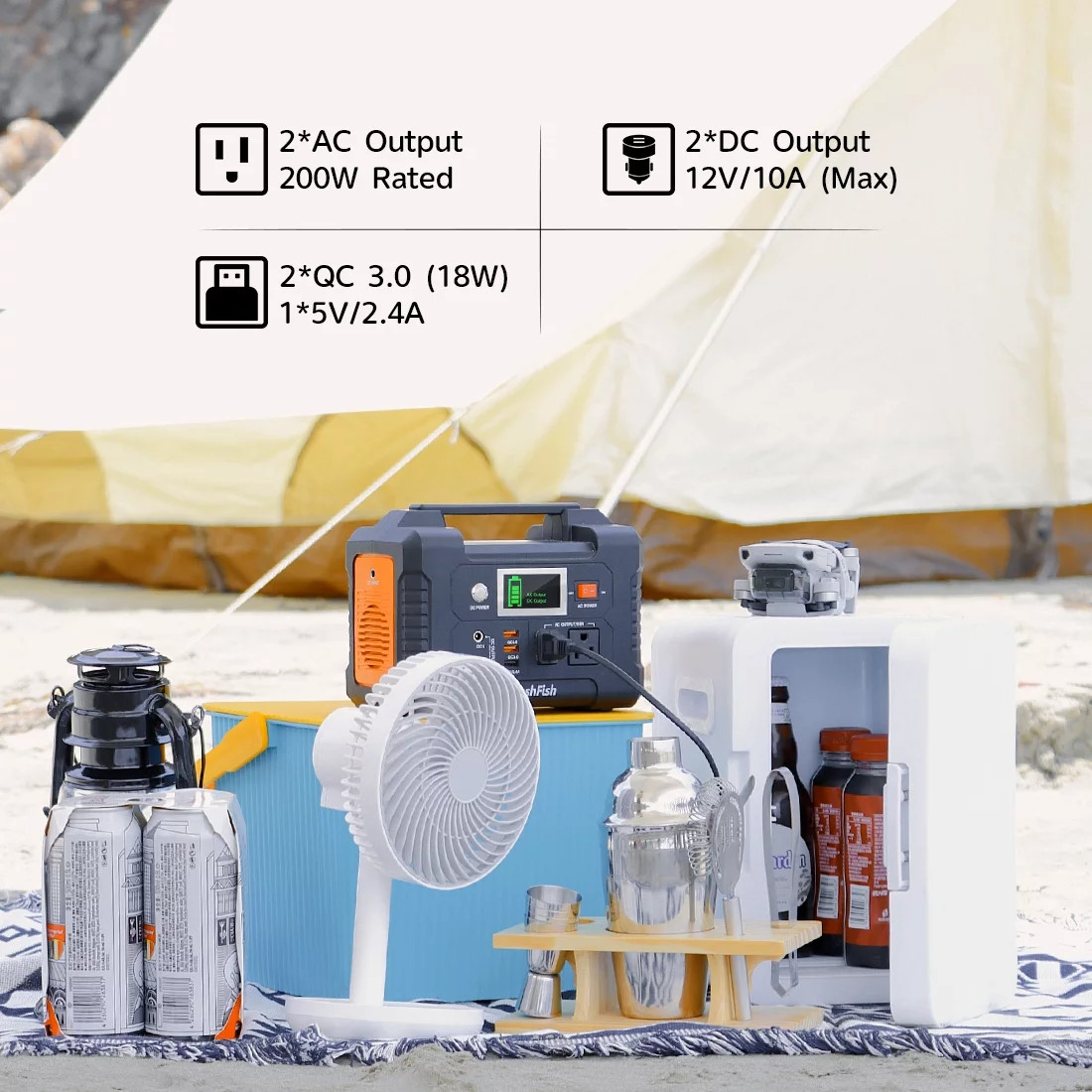 200W Portable Power Station, 40800Mah Solar Generator, Portable Generator for Ca