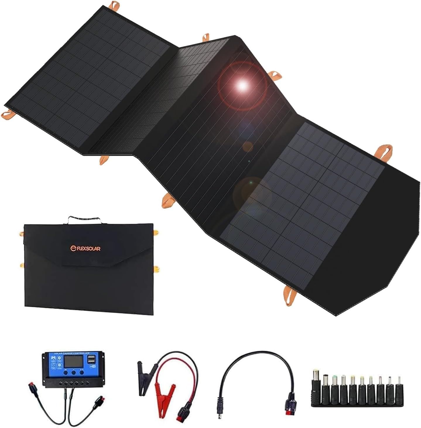 Solar Panel 120W Portable Waterproof USB C DC Output
