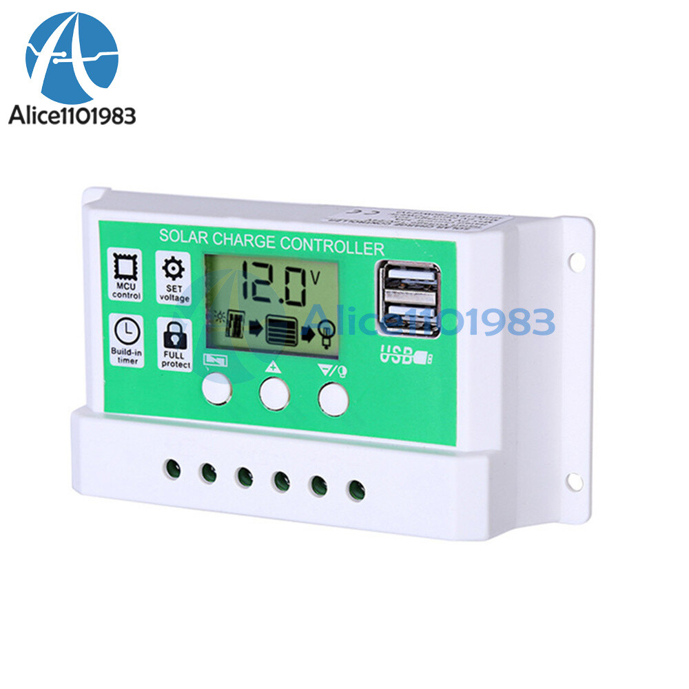 12V 24V 10A/20A/30A Solar Panel Regulator Charge Controller Battery Dual USB PWM