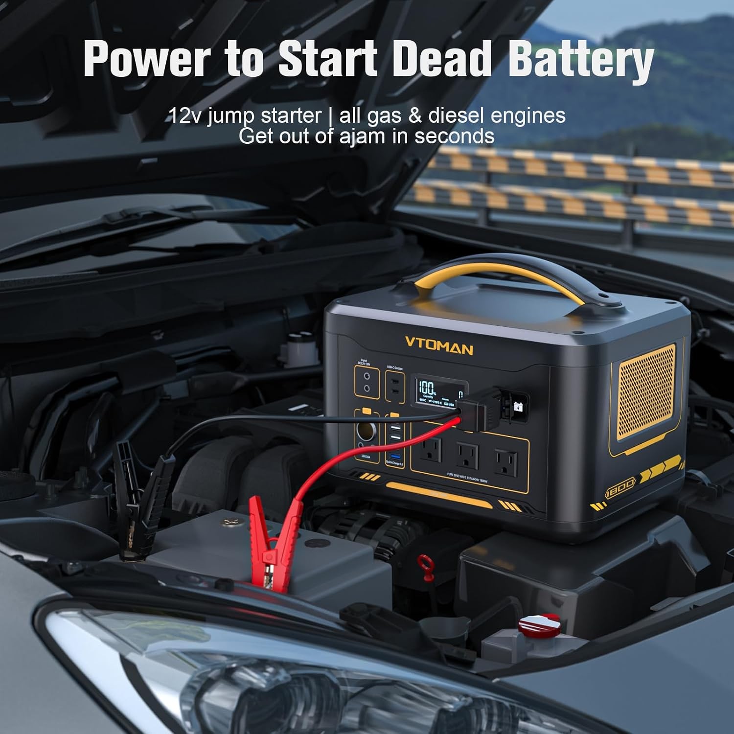 VTOMAN Jump 1800 Portable Power Station &12V Car Jump Starter, 1548Wh LiFePO4