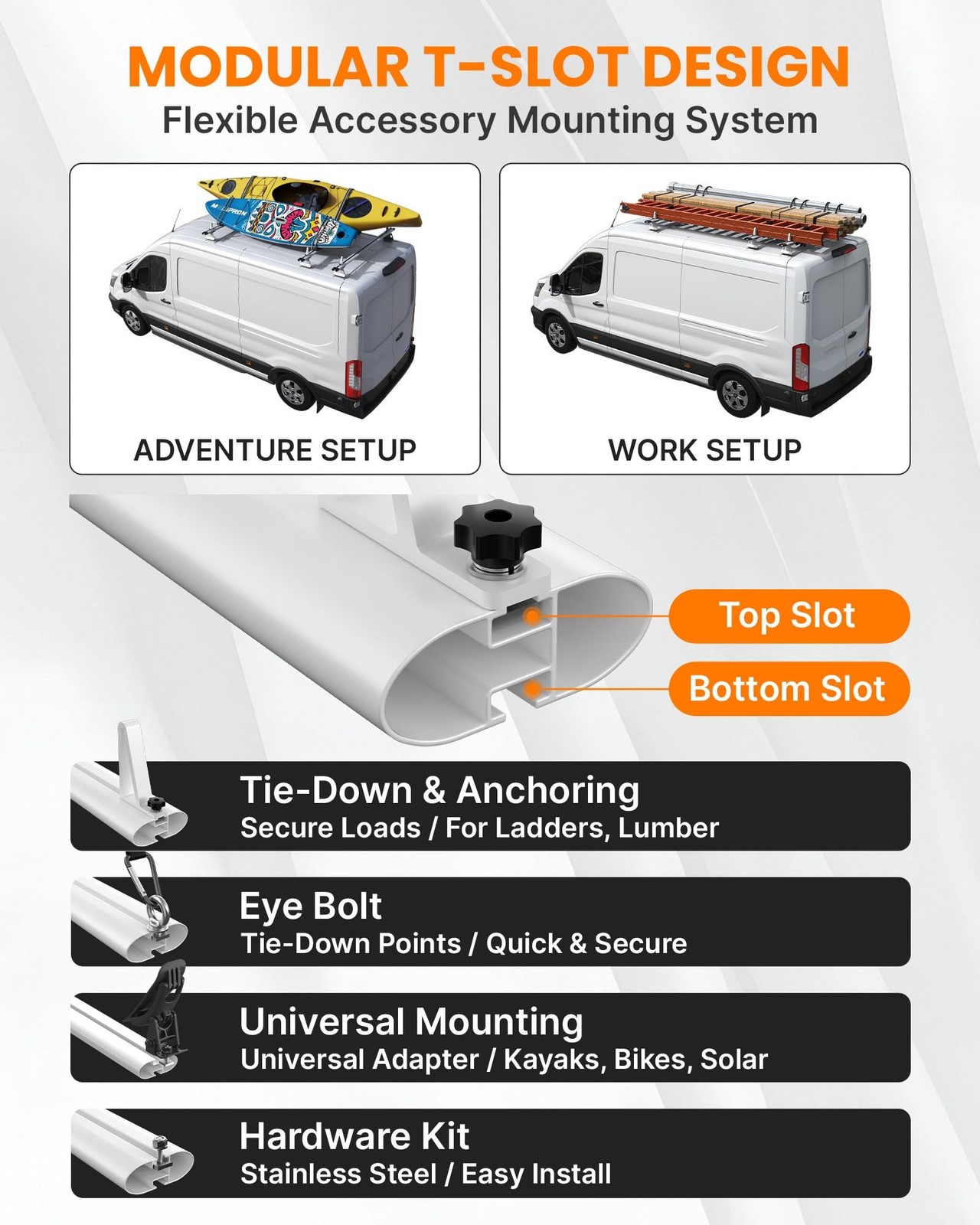 MELIPRON Aluminum Van Roof Rack Fit for Ford Transit, Ram Promaster, Nissan N…