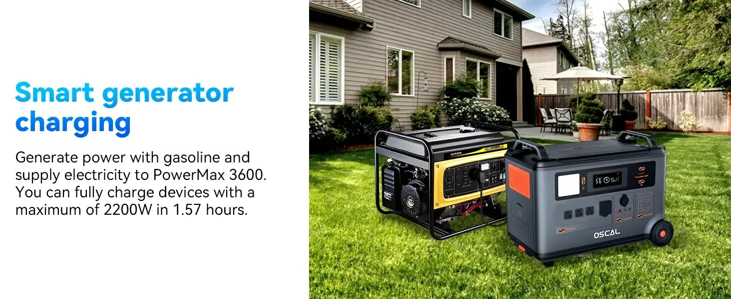 Oscal Powermax 3600 Solar Generator 3600Wh with 400W Panel & 4×3600W AC Outlets