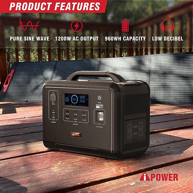 A-iPower Portable Power Station 2400-Watt Peak LiFePO4 Battery With Rapid Charge