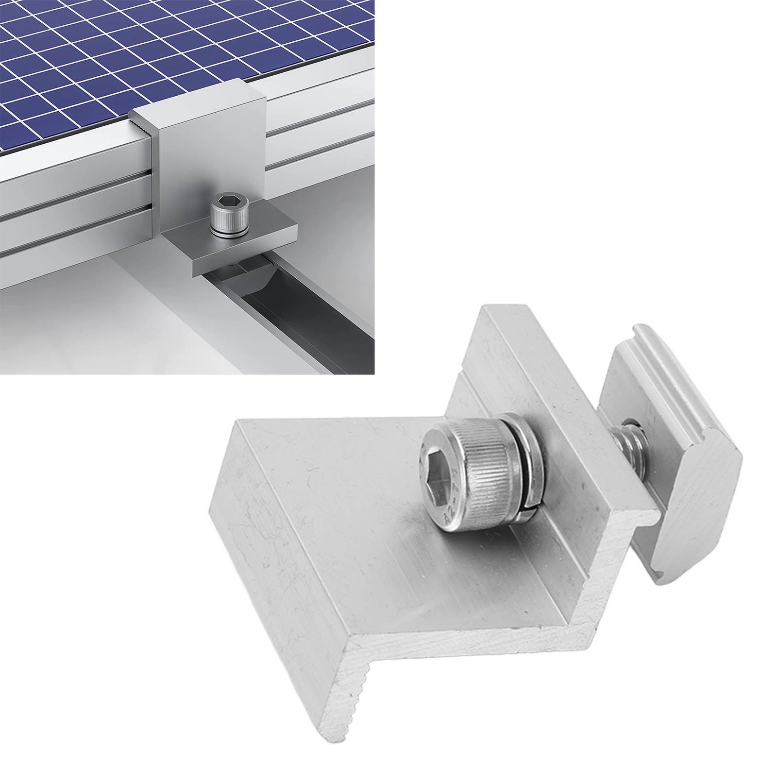 45mm/1.8in 10x Solar Mount Z Bracket Pressing Block PV Panel Rail End Grounding