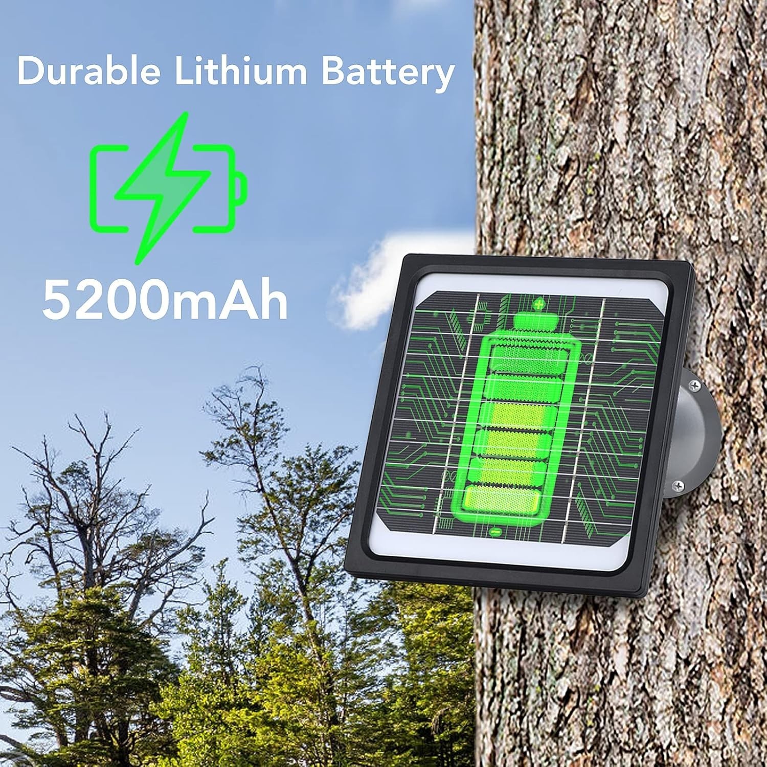 Dosarzo 5W 12V Solar Panel for Trail Camera with 5200mAh Rechargeable Battery