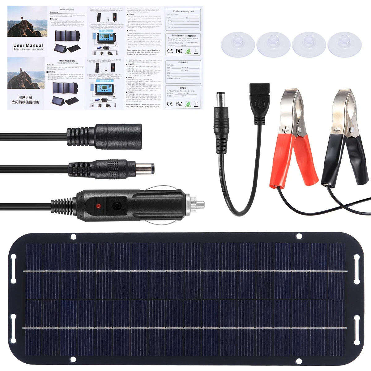 30W Solar Panel 12V Trickle Charger Battery Charger Kit Maintainer Boat Car RV
