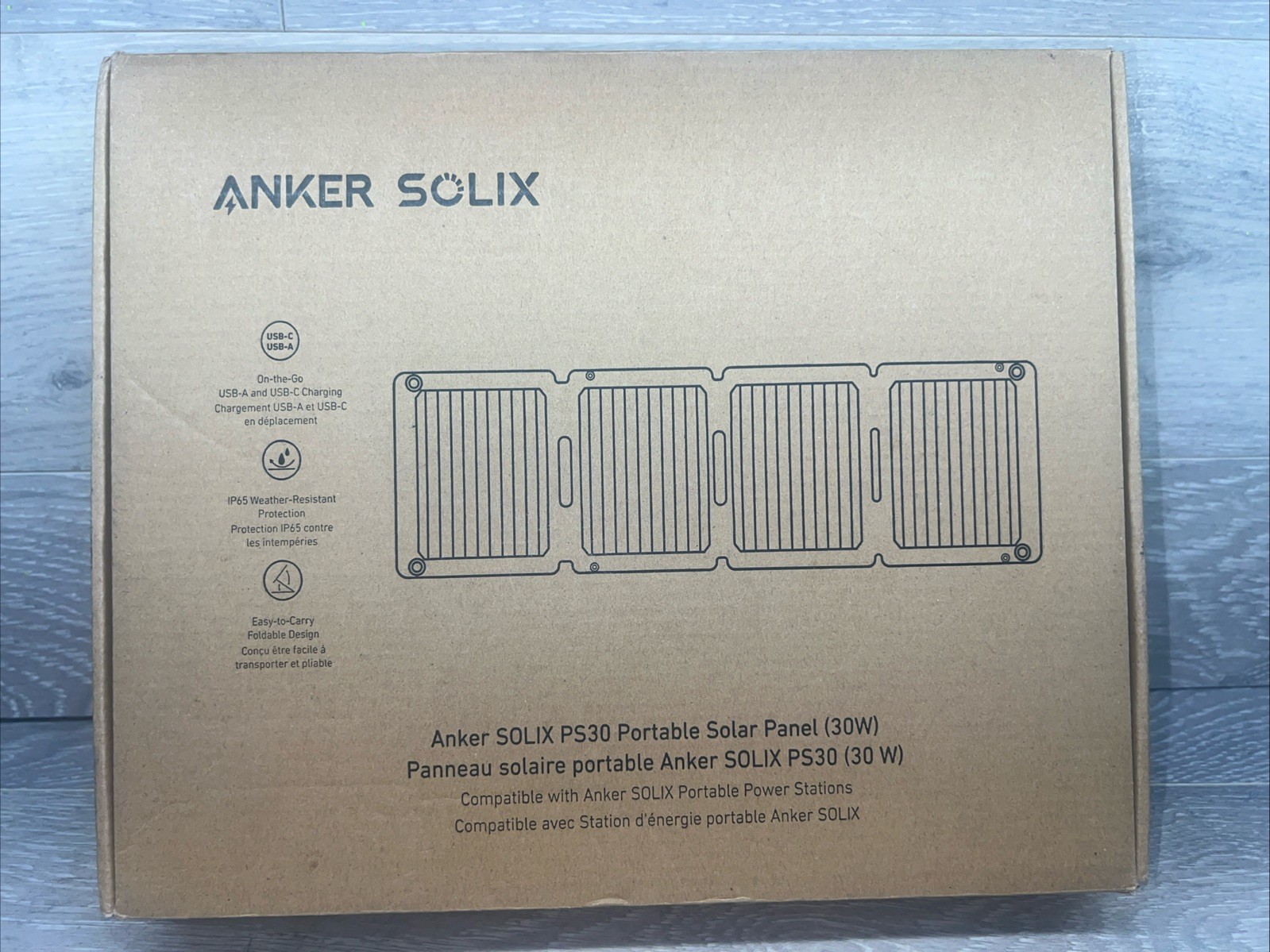 Anker Solix PS30 Solar Panel, 30W Foldable Portable Solar Charger, IP65 Water an