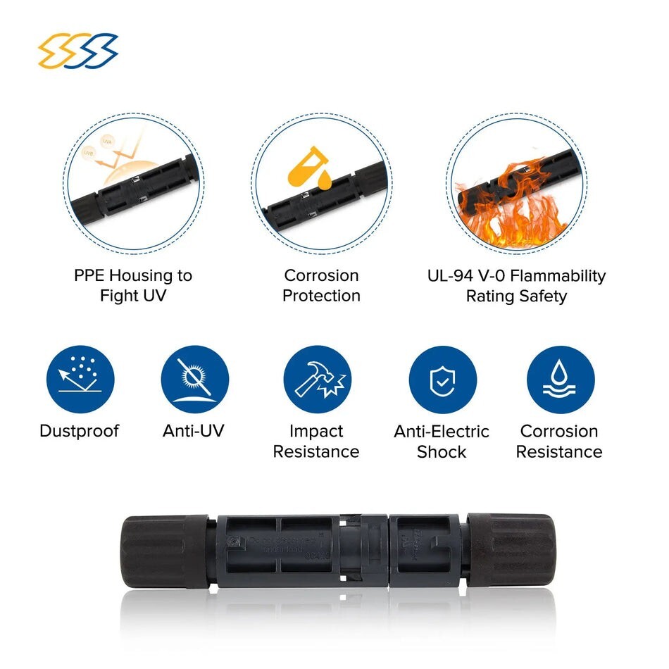 1500V PV Connector UL & TUV for 10-14 AWG Wires – 6/18/100 Pairs