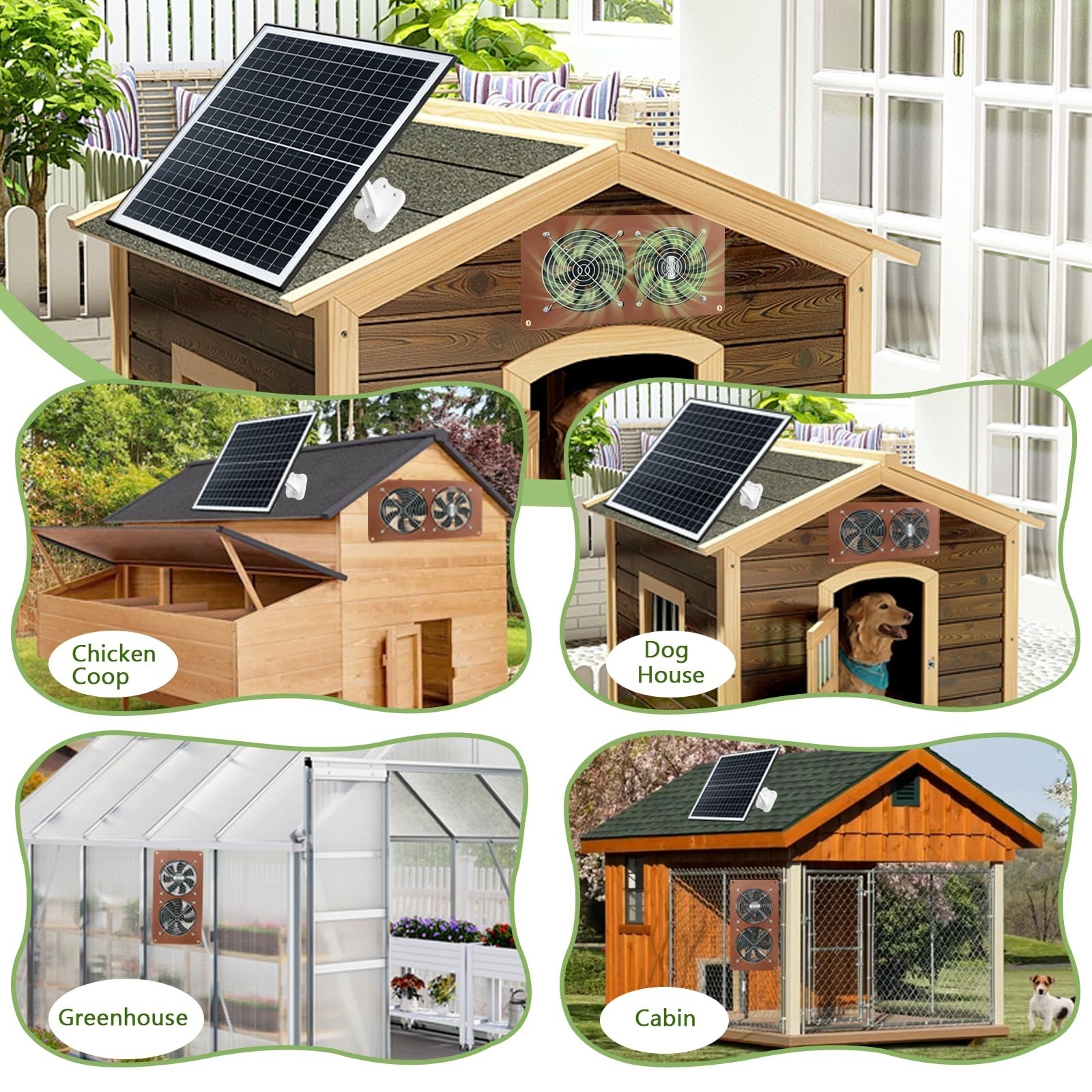 Solar Powered Chicken Coop Fan Kit – 20W Exhaust Fan, Dual 3500RPM, Waterproof,