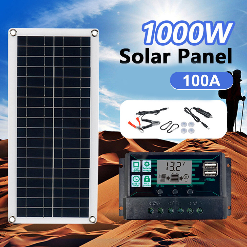 1000 Watts Solar Panel Kit 100A 12V Battery Charger w/ Controller Caravan Boat