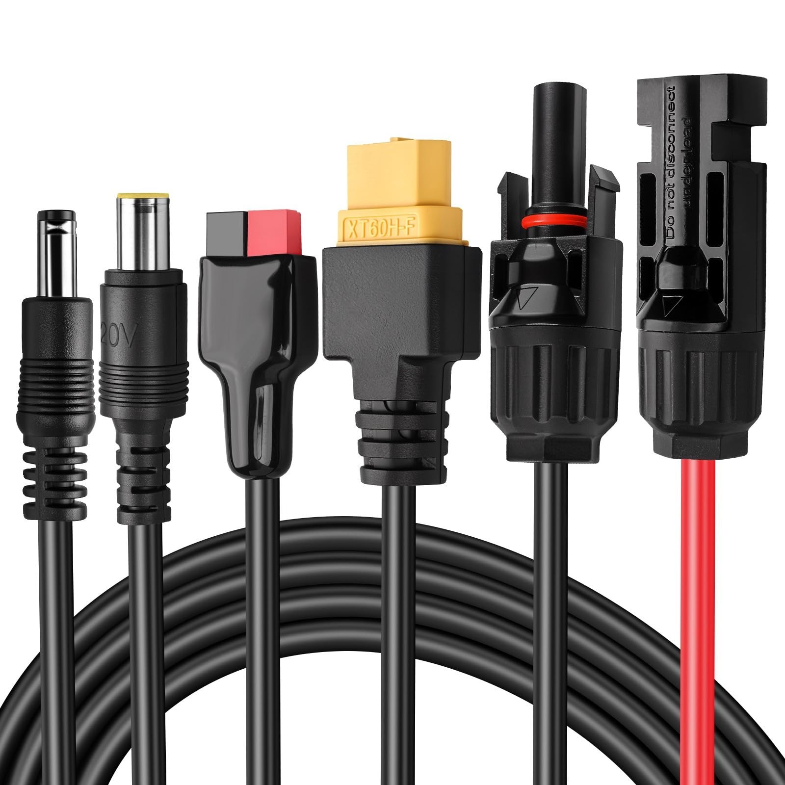 Solar Panel Extension Cable Kit, 4-In-1 Solar Connector with XT60/DC7909/DC5521,