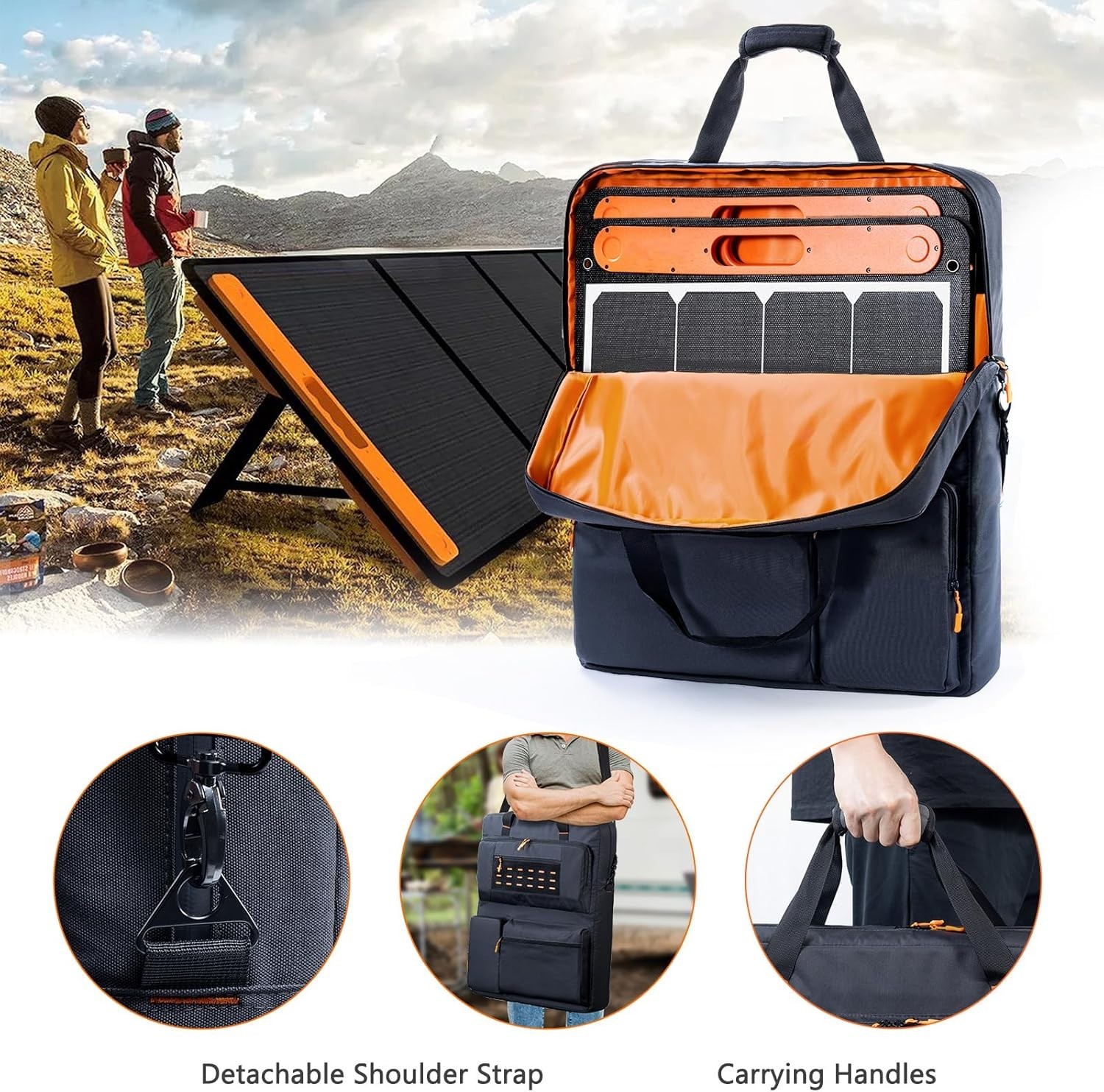 SolarSaga 100W 200W Travel Case – Multi-Pocket Bag