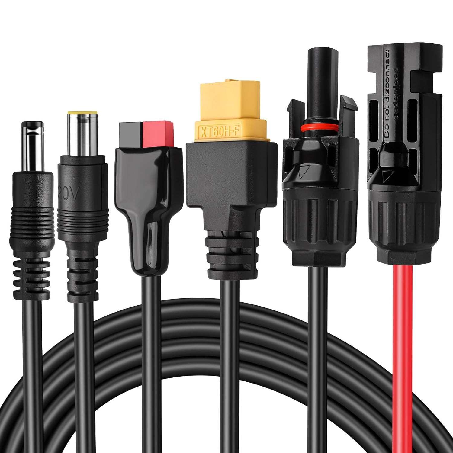 Solar Panel Extension Cable Kit, 4-In-1 Solar Connector with XT60/DC7909/DC5521,