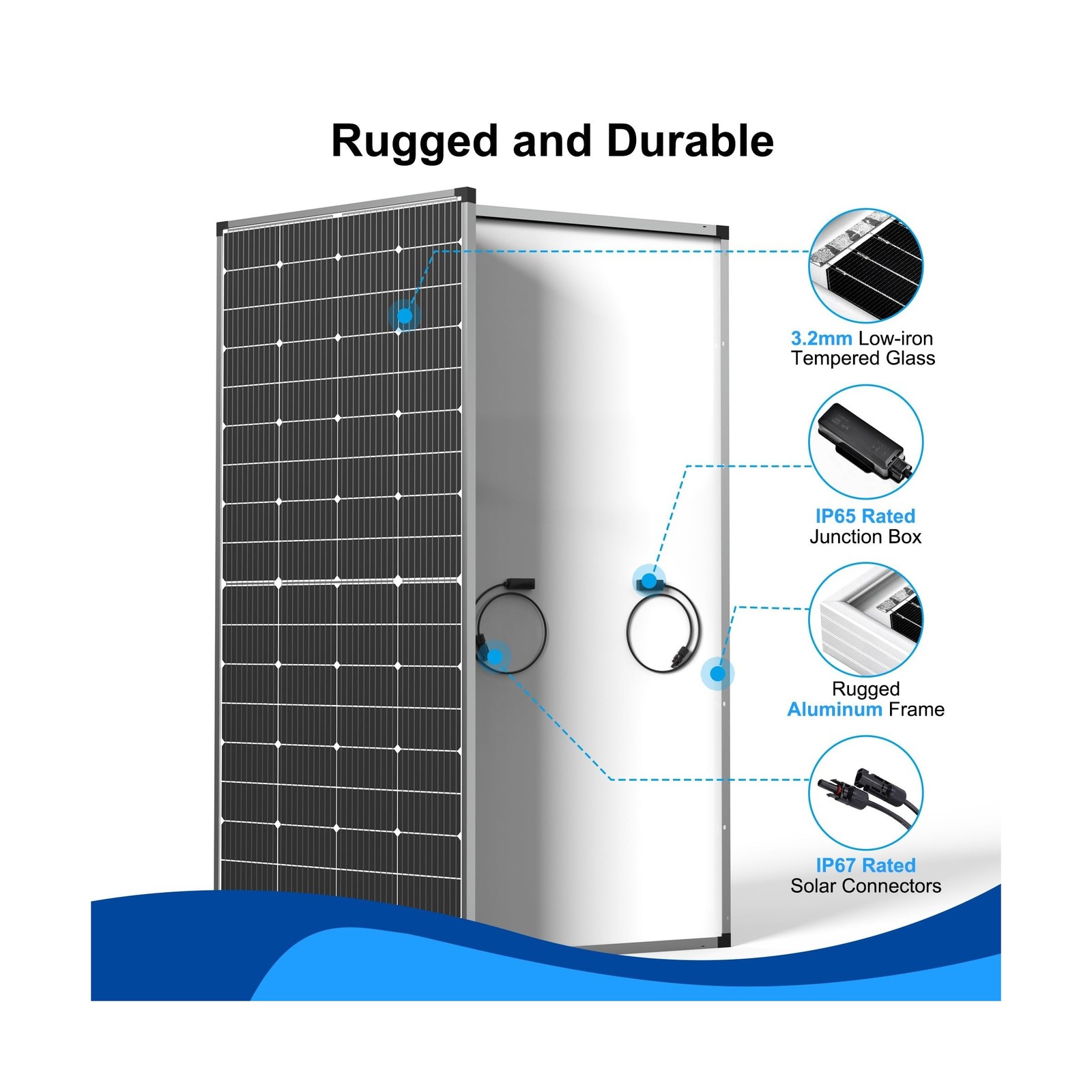 Solar Panel 250W 12 Volt 10BB Cell,Monocrystalline High-Efficiency 250 Watt 1…