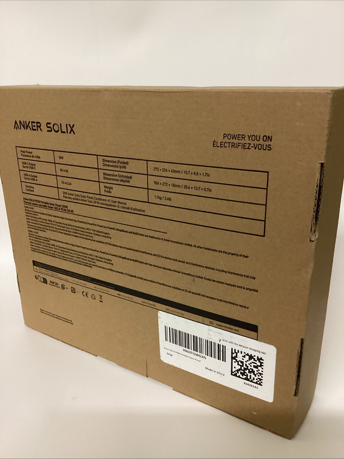 Anker Solix PS30 Solar Panel 30W Foldable Portable Solar Charger 2-Ports