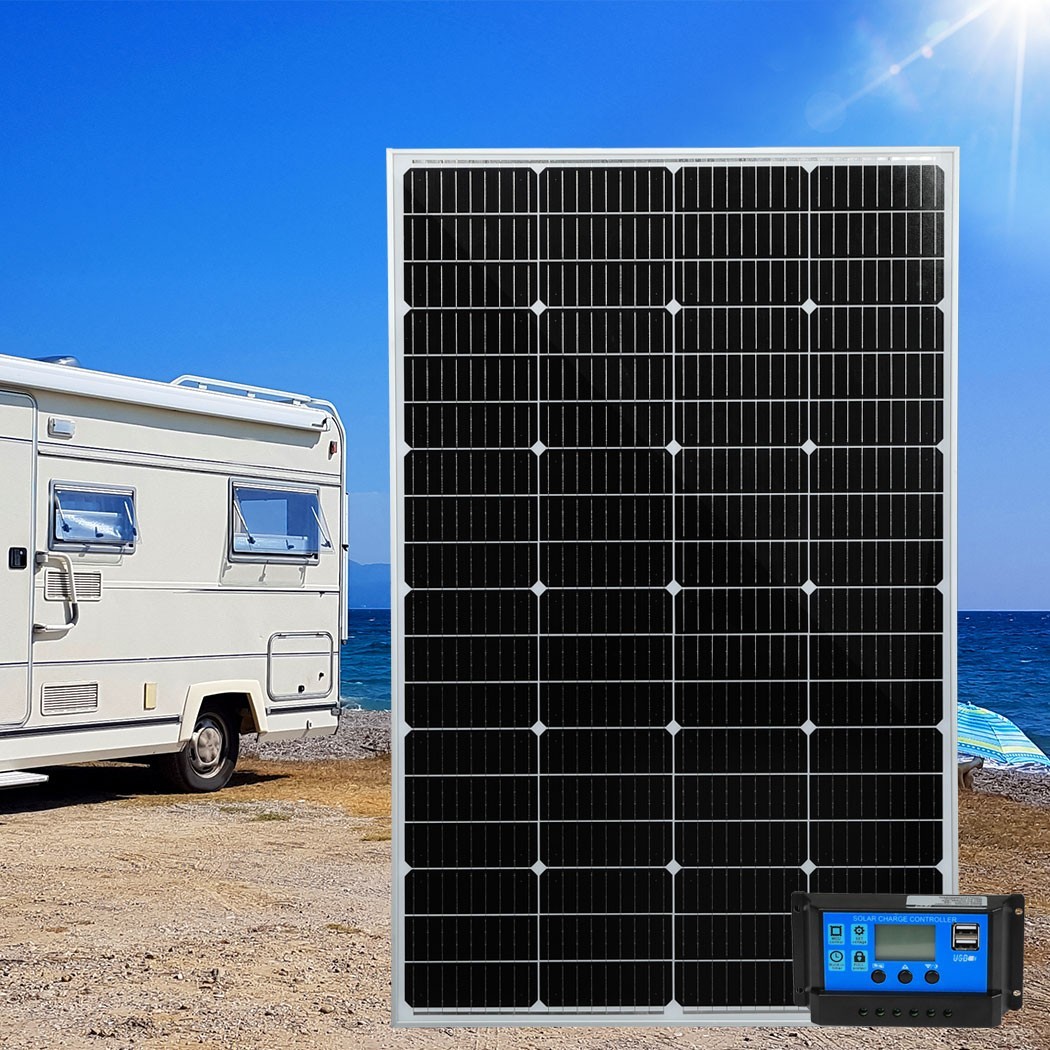 300W 12V Solar Panel Kit 42.5″/108cm Mono Caravan Camping USB IP65