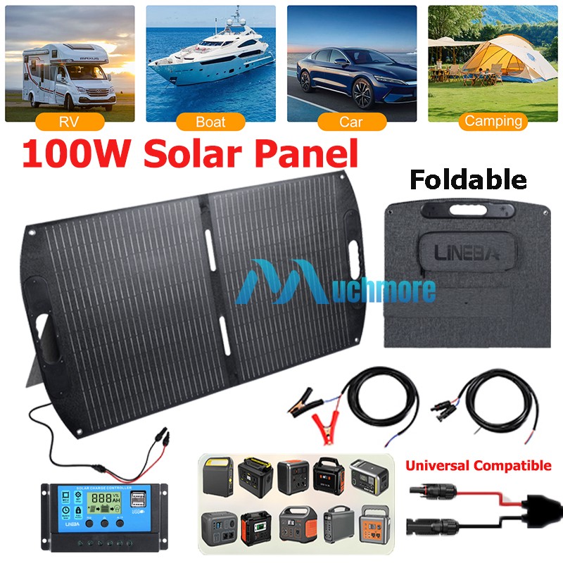 Portable Solar Panel 100W 200W Foldable IP67 & 30A Controller for Power Station