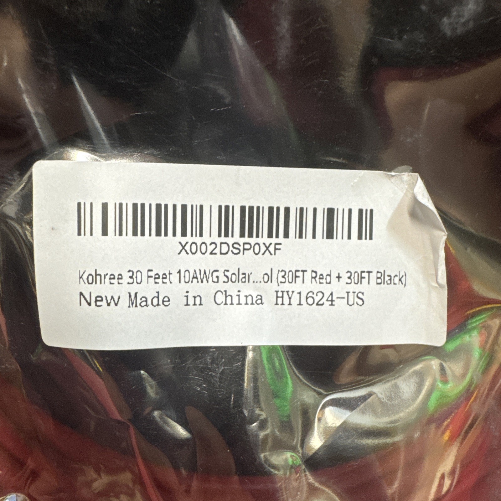 Solar Panel Extension Cable: 30ft x2 10AWG Female & Male Connectors 30ft. len C