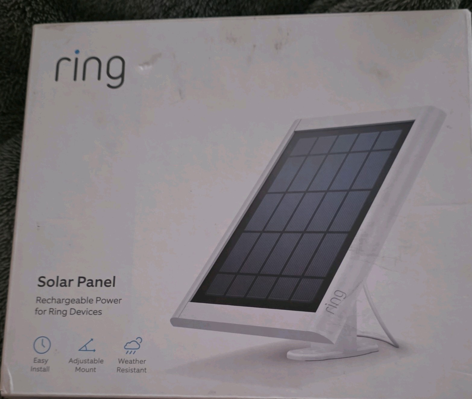 Ring Solar Panel 2.4W 5V DC White w/ Adjustable Mount, Weather Resistant