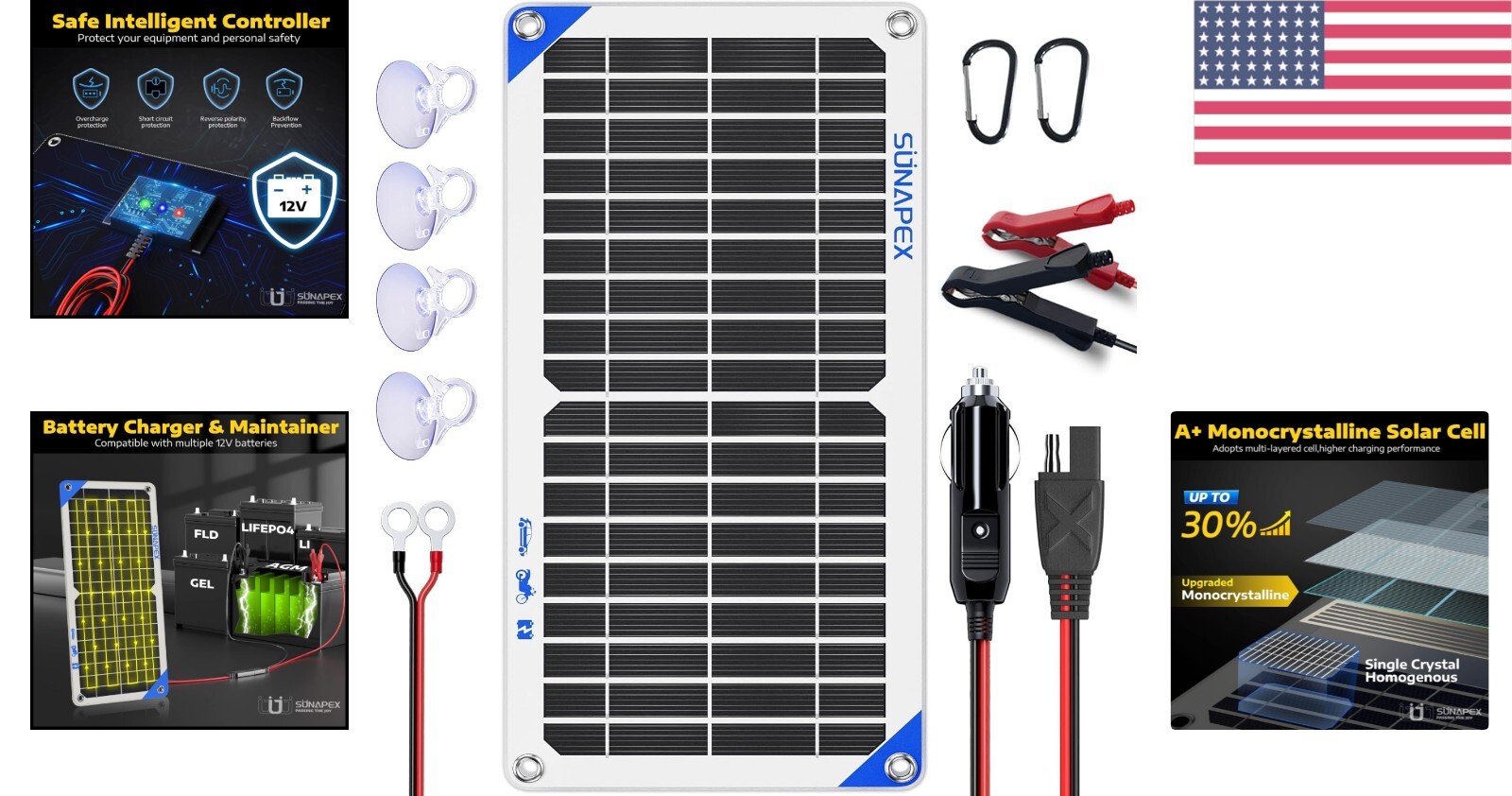 High-Efficiency 10W Monocrystalline Solar Panel Charger – IP67 Waterproof Design