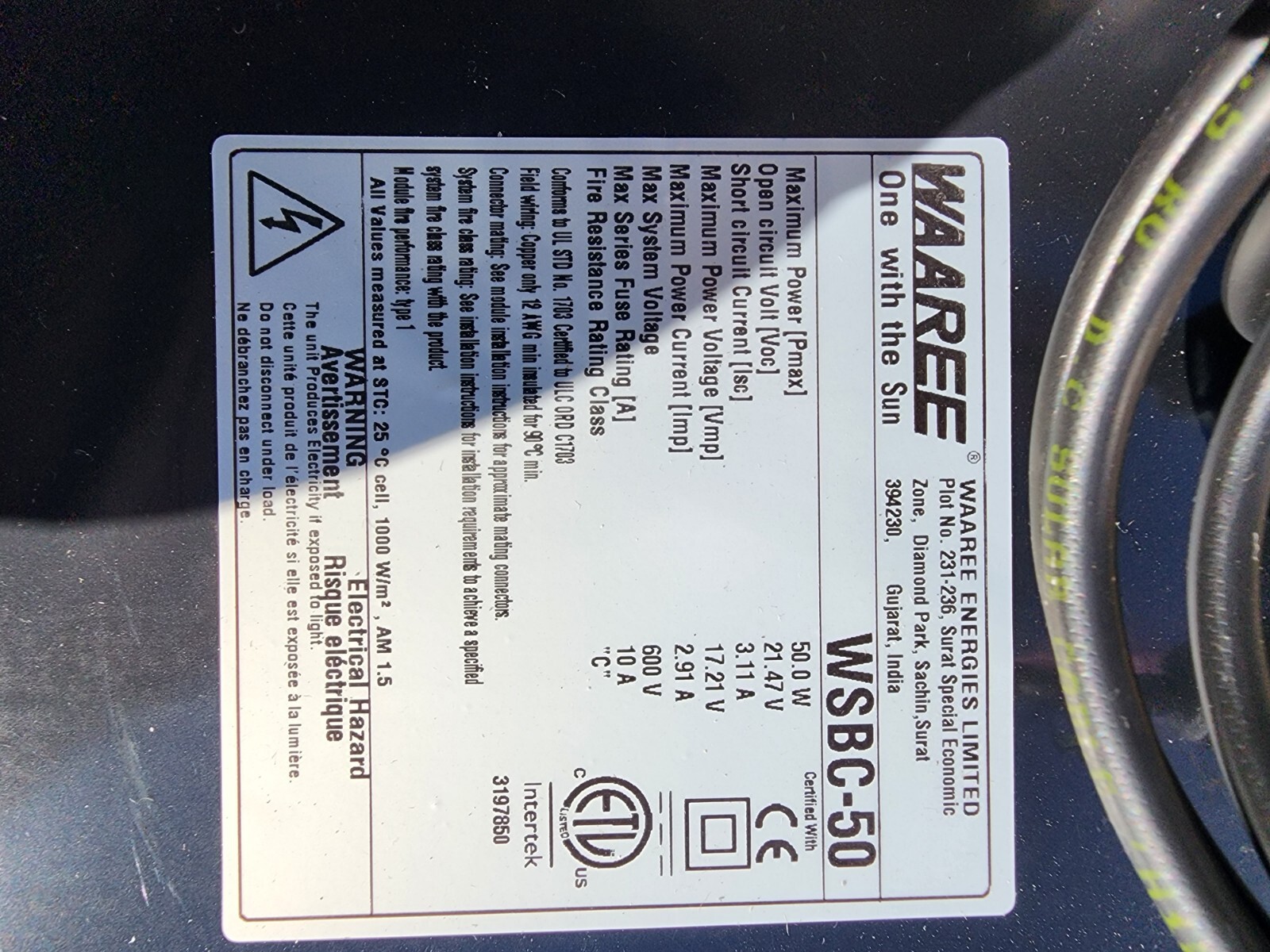 WAAREE WSBC-50 CEYONE SOLAR KIT w/30A CHARGE CONTROLLER, 50 Watt SOLAR PANEL KIT