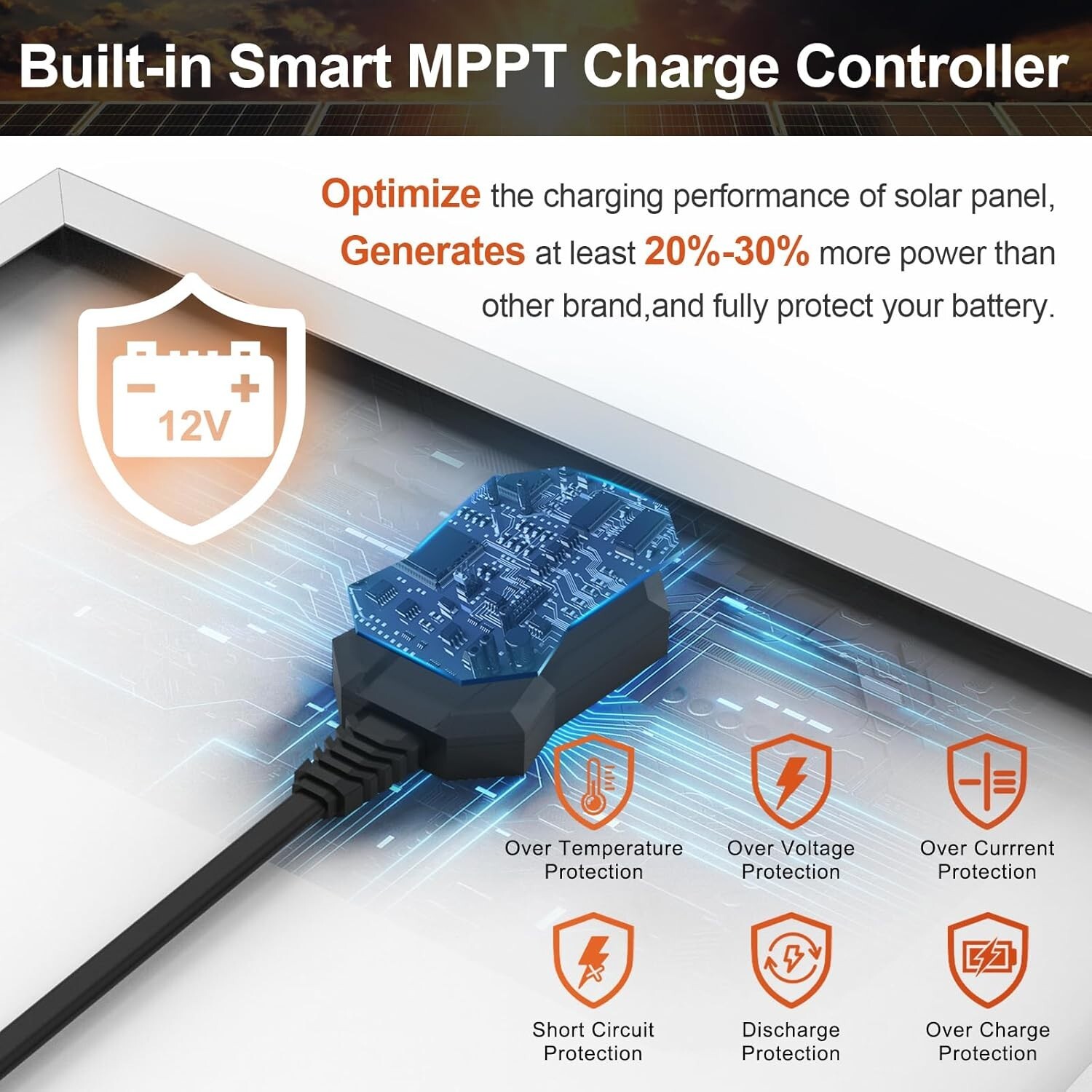 Advanced 30W 12V Solar Battery Maintainer with MPPT Technology – Safe & Durable