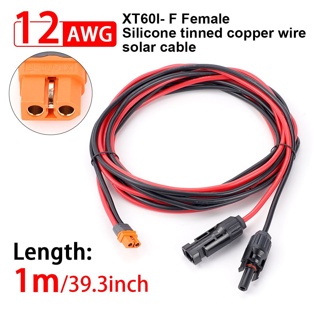 XT60i Female to Solar Connector Solar Panel Extension Charging Cable 12 AWG USA