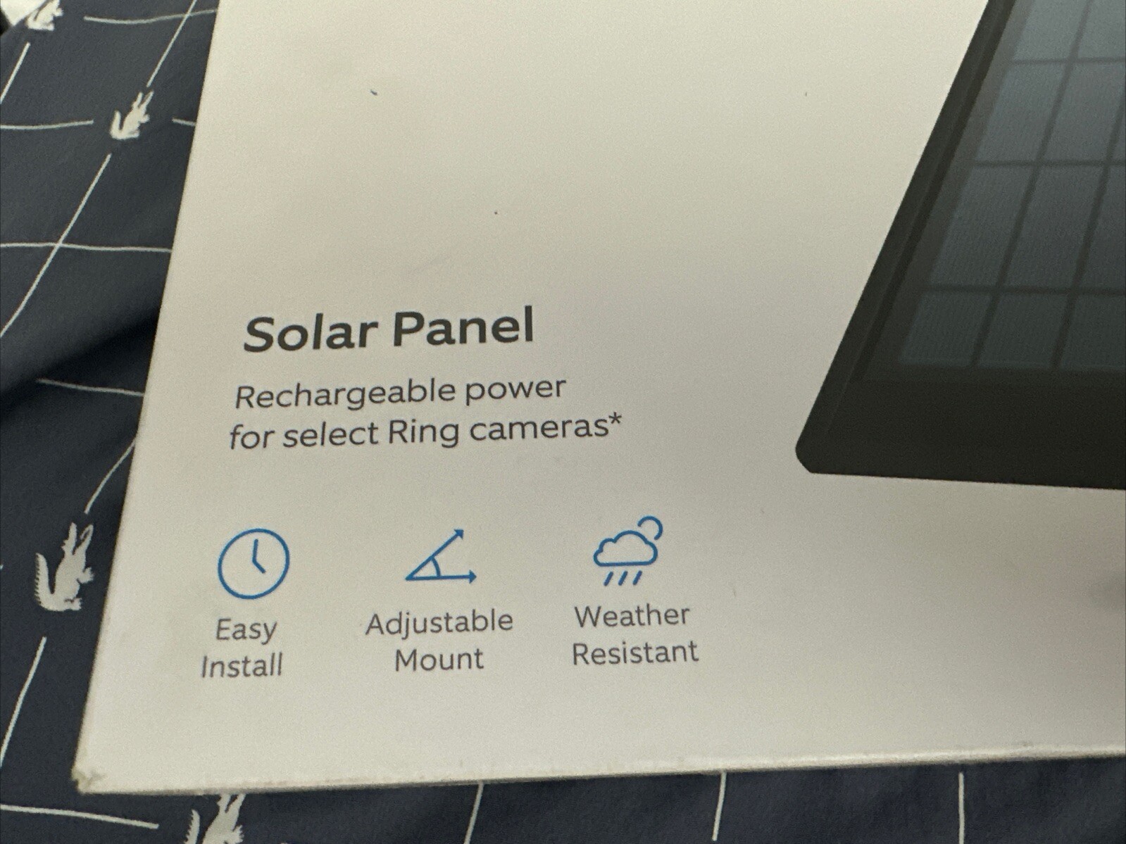 Ring Solar Panel Black Rechargeable Power For Ring Cameras New Sealed