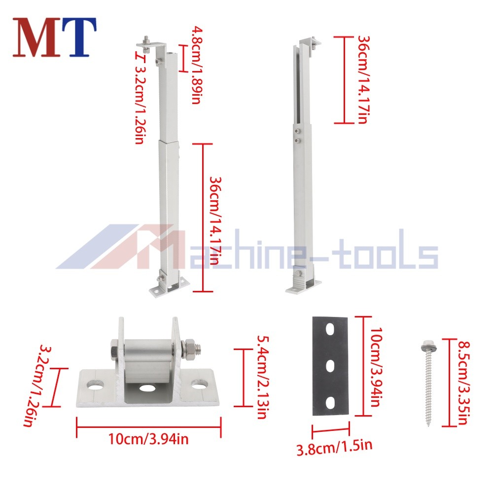 2 Set Weatherproof Aluminum Solar Bracket Adjustable Tilt Rack for 50W-450W