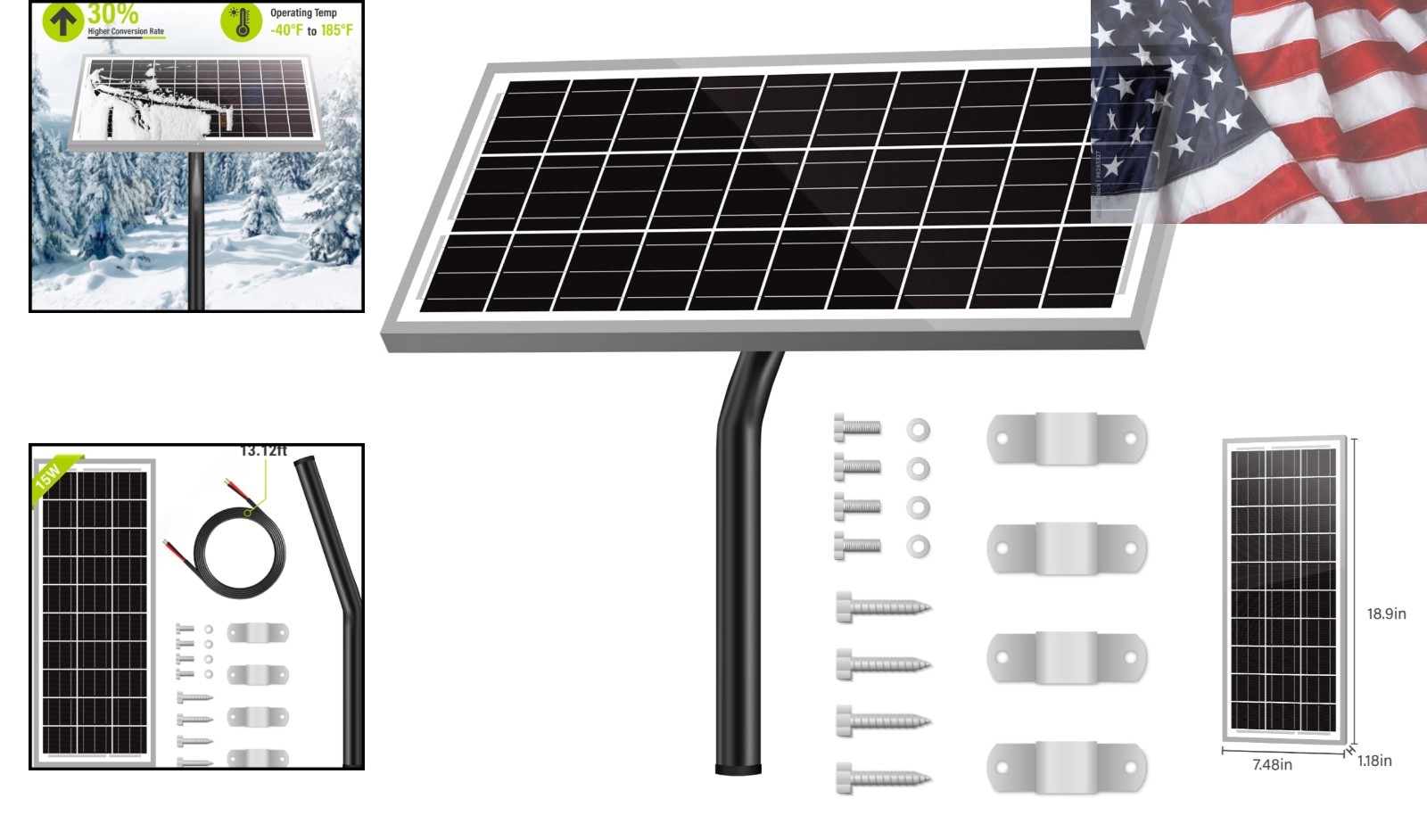 15W 12V 10BB Solar Panel Automatic Gate Openers, Compatible with Mighty Mule,…