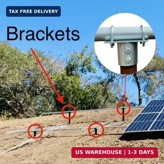 Solar Panel Array Ground Mounting Bracket for 2.5″ (2 7/8″ OD) Pipe or Pole Moun