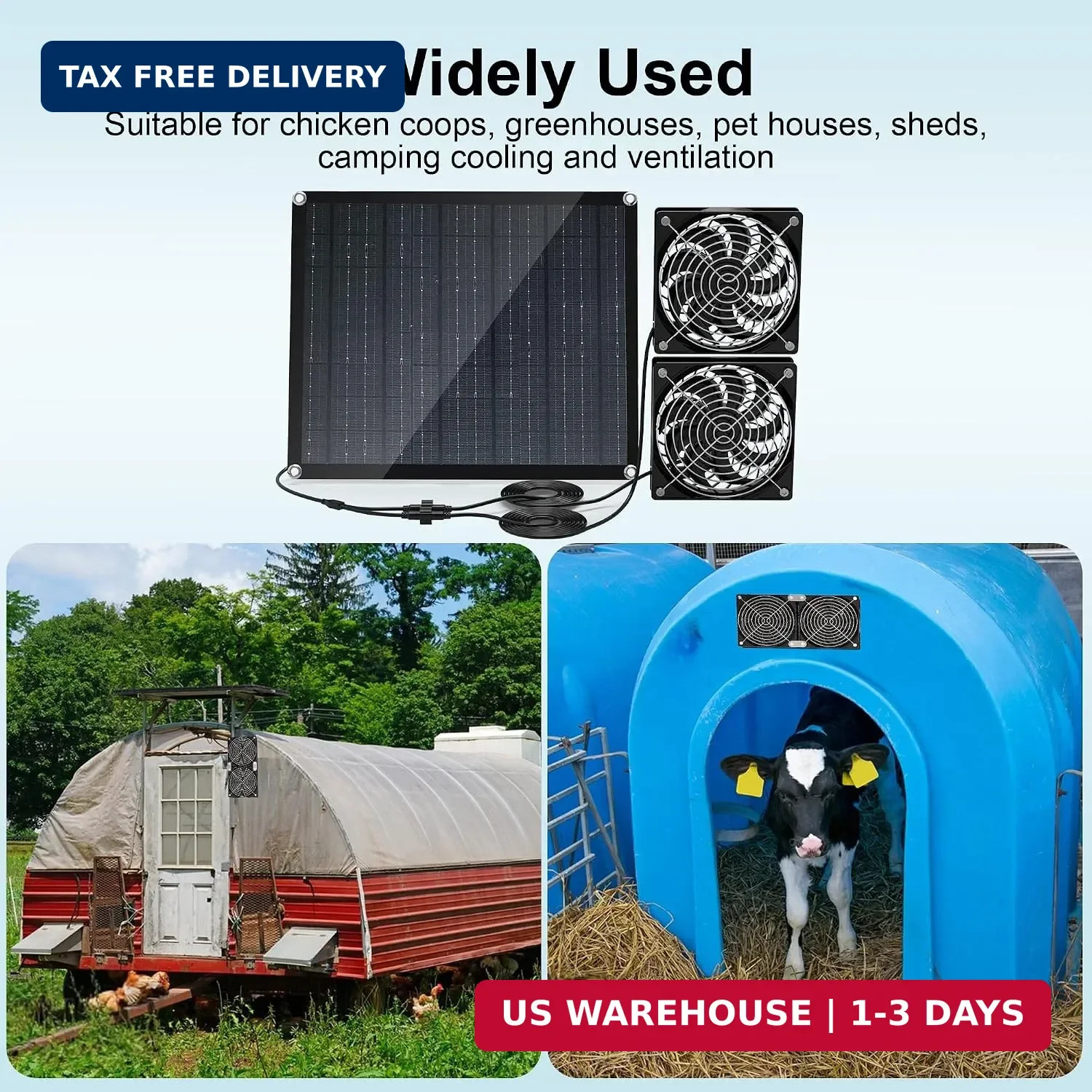 Solar Fan, 30W Solar Fan for greenhouses, Small Chicken coops, and pet Houses. I