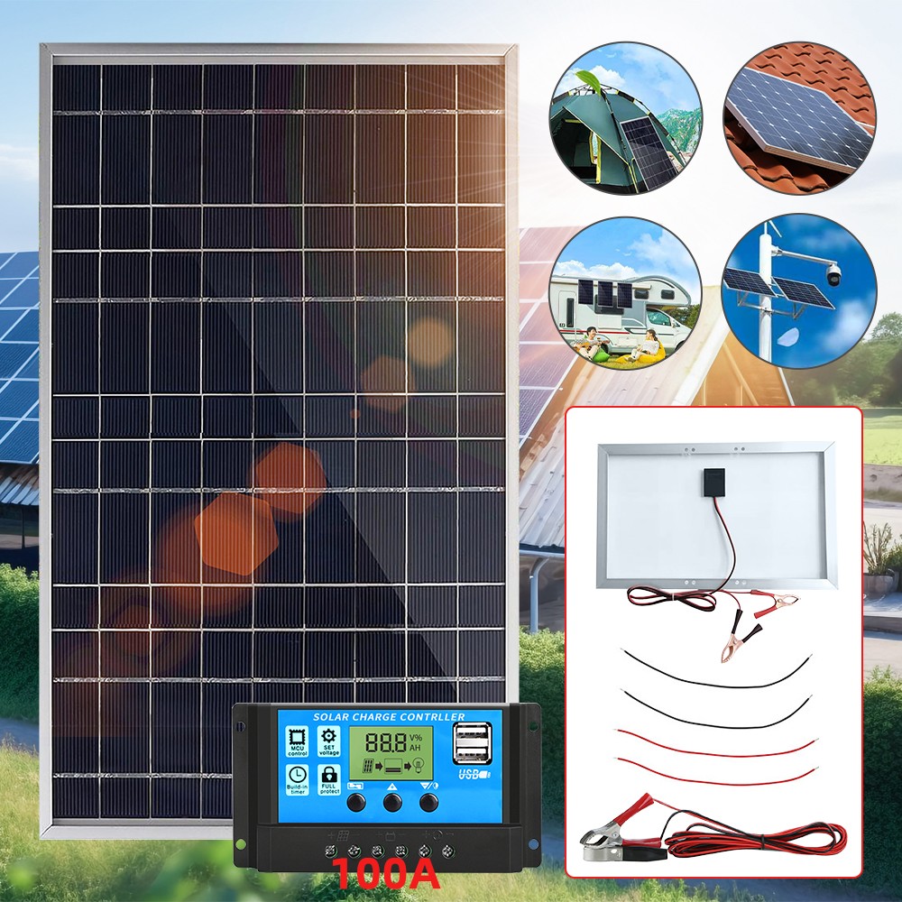 50W Solar Battery Maintainer Waterproof Car RV Boat Charger 12V Tender Trickle