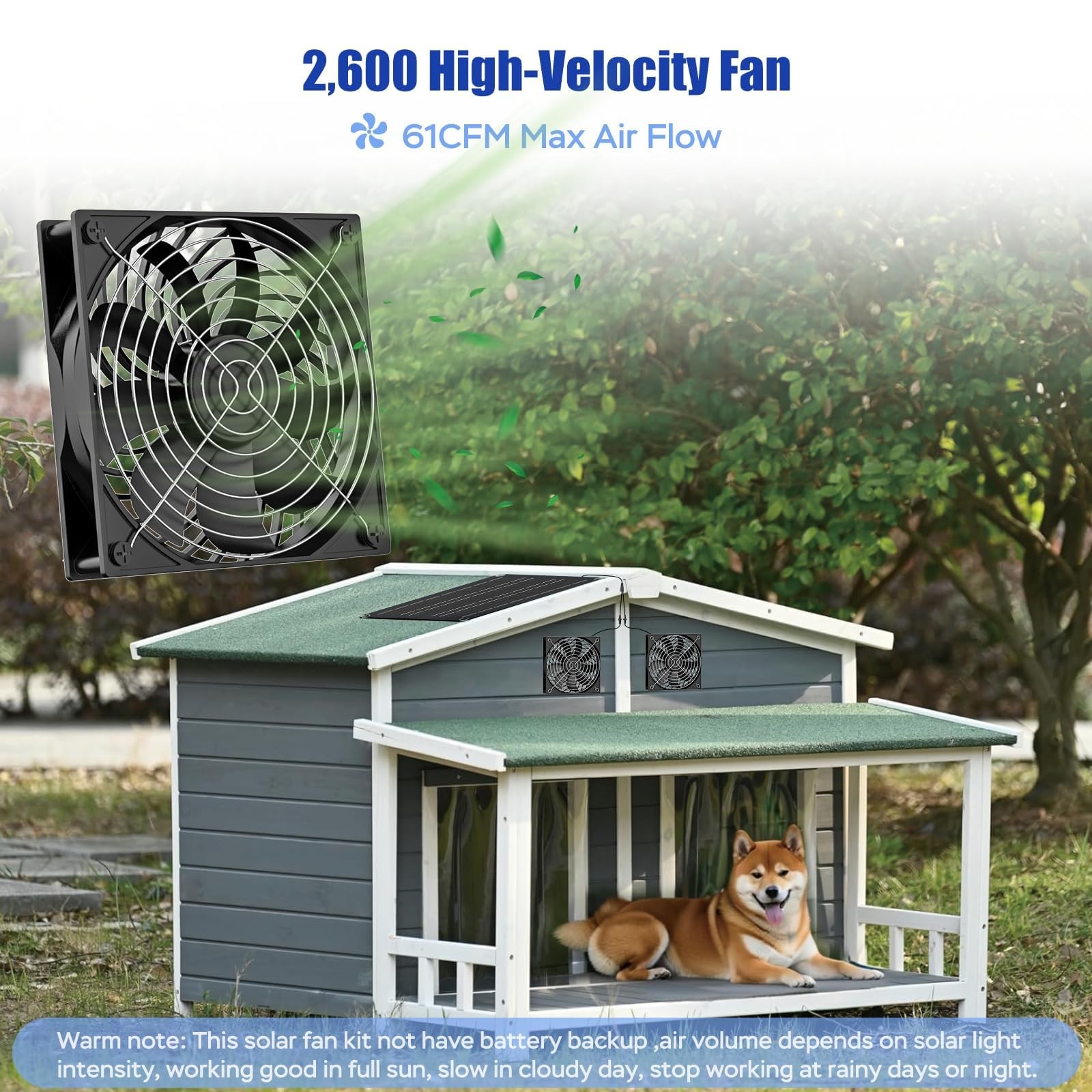 MARBERO 4.7 Inch Solar Powered Fan Kit 15W Solar Panel with 2 Waterproof Fans