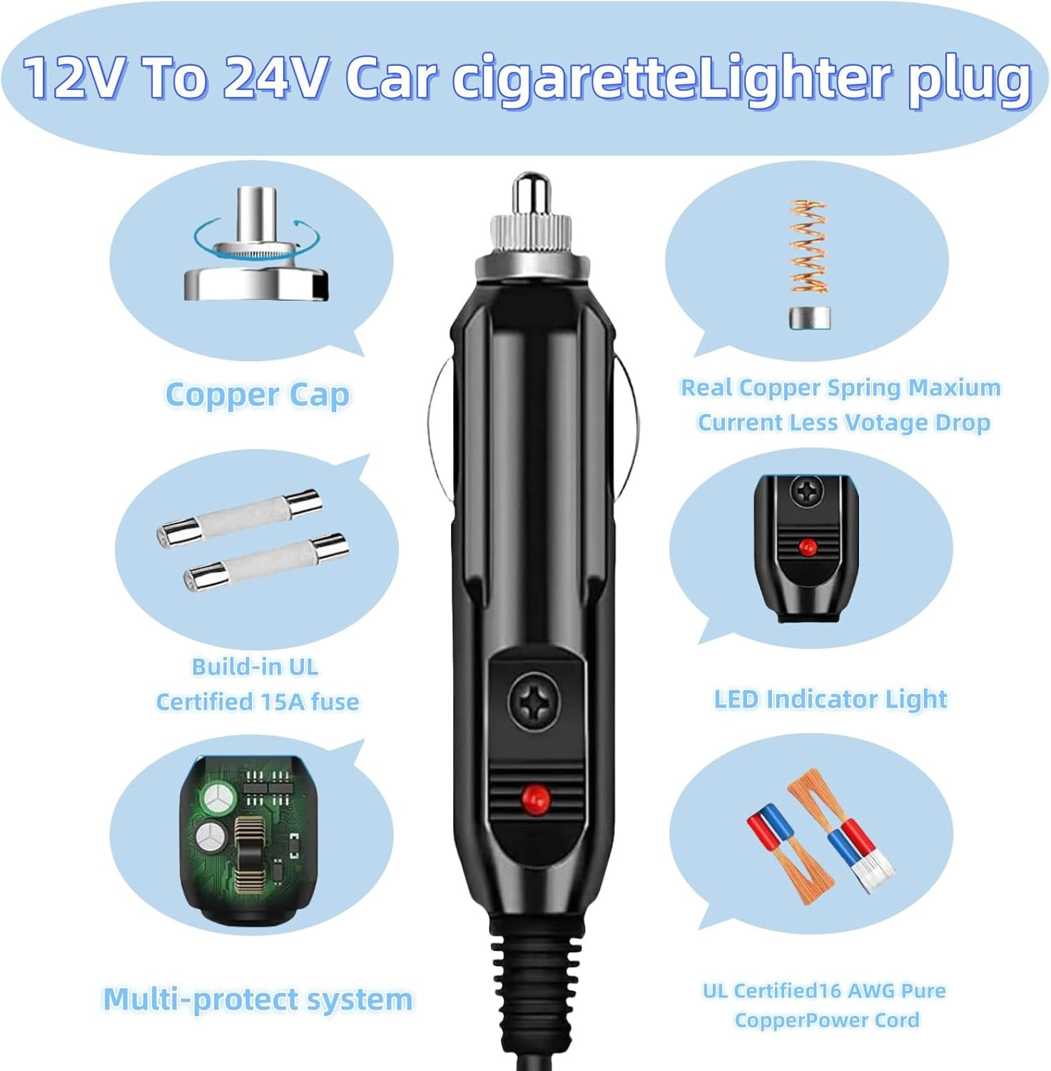 6.8FT Portable12V/24V Car Charger Suitable Compatible Ecoflow Delta/River, Bluet