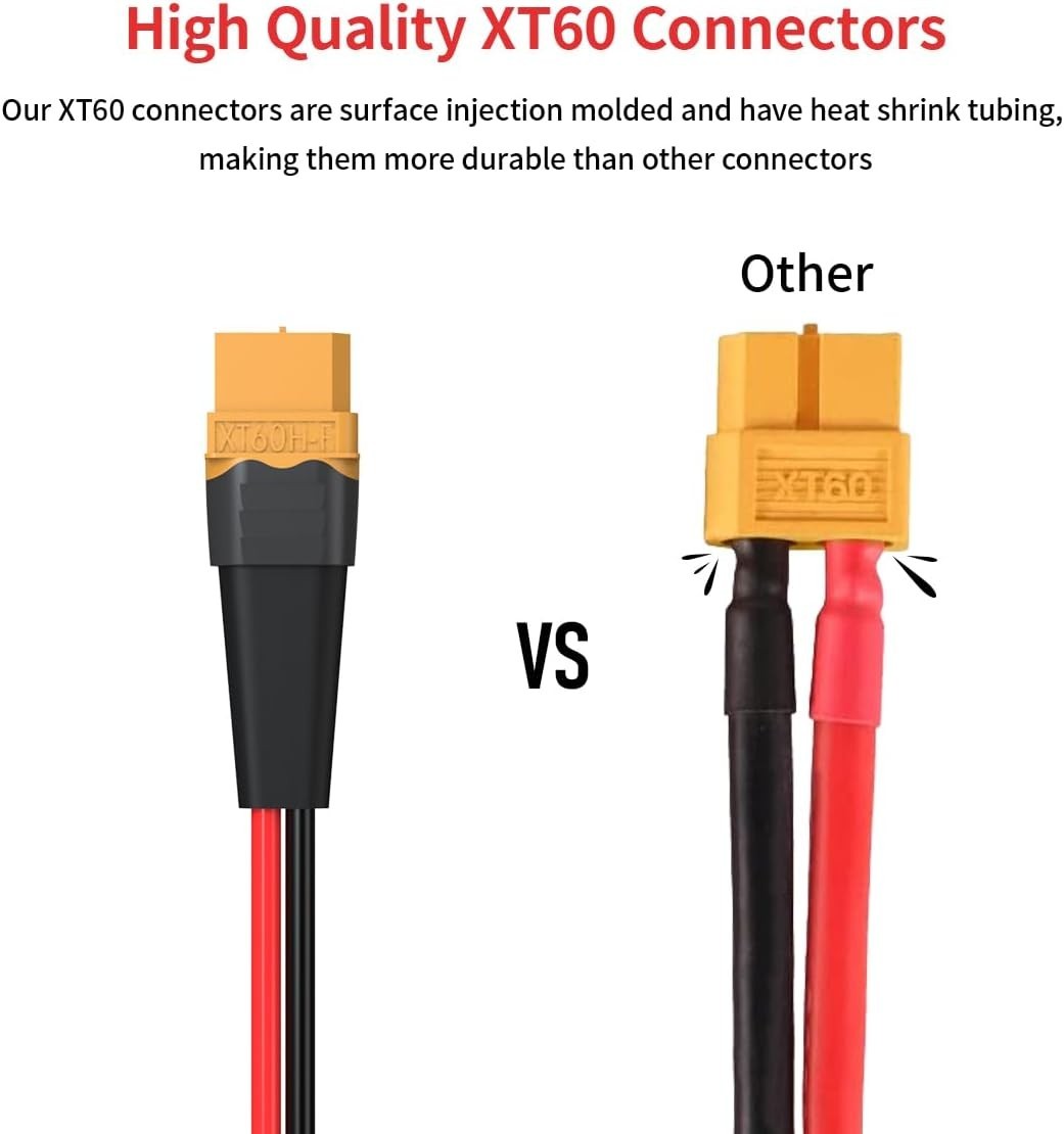 Durable 75ft XT60 Extension Cable: 12AWG Tinned Copper, Wide RC Application